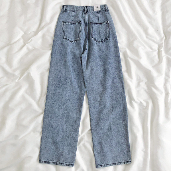 Széles női farmer magas derékkal - letisztult modell