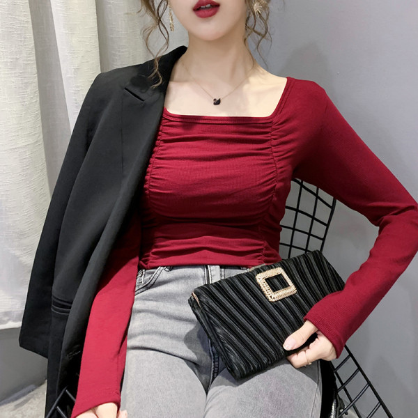 Női alkalmi blúz négyzet alakú nyakkivágással