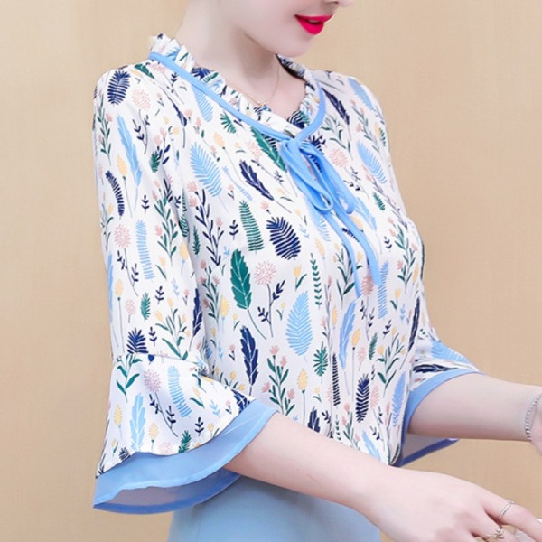 Stílusos női ing 3/4-es ujjal és virágos motívumokkal