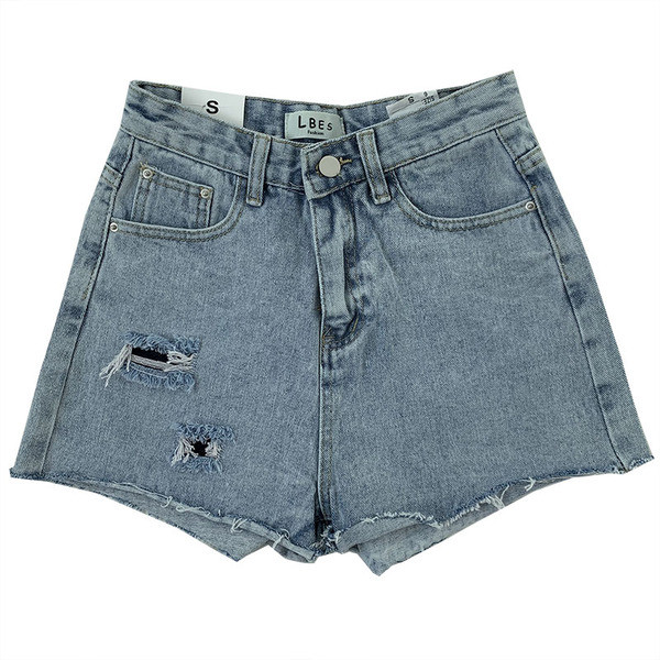 Retro női rövidnadrág magas derékkal, szakadt motívumokkal