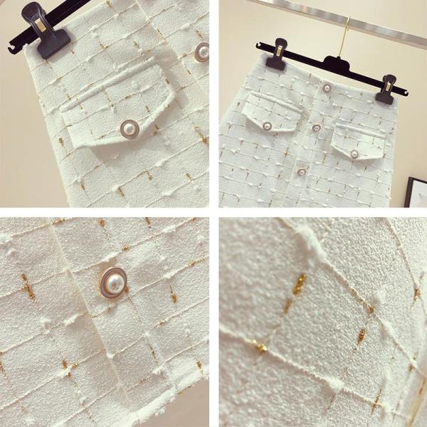 Női kockás szoknya gombokkal, magas derékkal