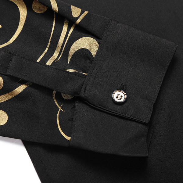 Modern férfi ing klasszikus gallérral, hosszú ujjal és virágmintával