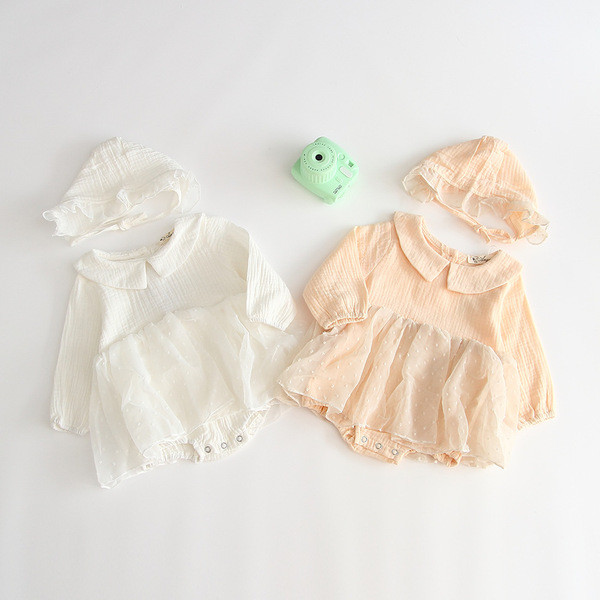 Body elegant pentru bebeluș cu mâneci lungi, tul și pălărie