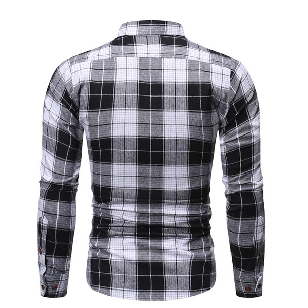 Alkalmi férfi kockás ing klasszikus gallérral és zsebekkel