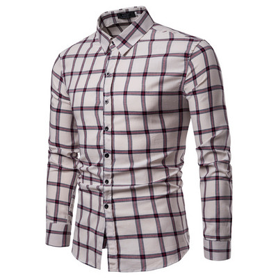 Ležerna muška karirana košulja s klasičnim ovratnikom i gumbima