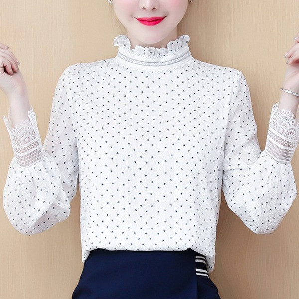 Moderni ženski točkasti obraz s visokim ovratnikom