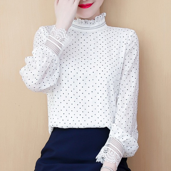 Moderni ženski točkasti obraz s visokim ovratnikom