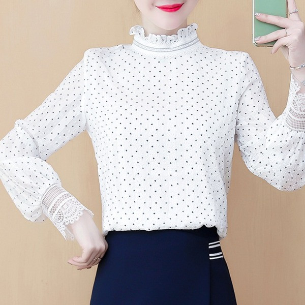 Moderni ženski točkasti obraz s visokim ovratnikom