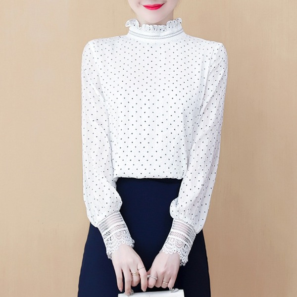 Moderni ženski točkasti obraz s visokim ovratnikom