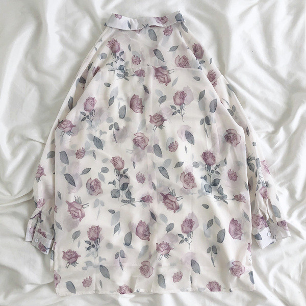 Modern női ing virágmintával és zsebbel