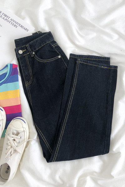 Mustad naiste kõrge vöökohaga teksad