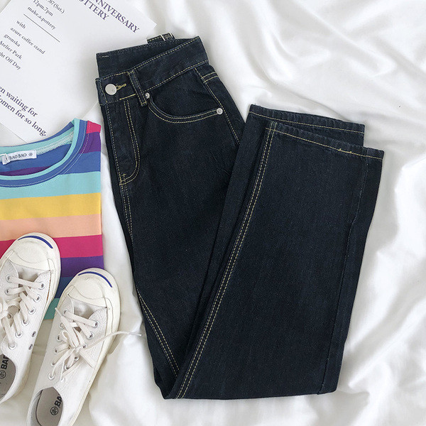 Mustad naiste kõrge vöökohaga teksad