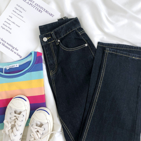 Mustad naiste kõrge vöökohaga teksad