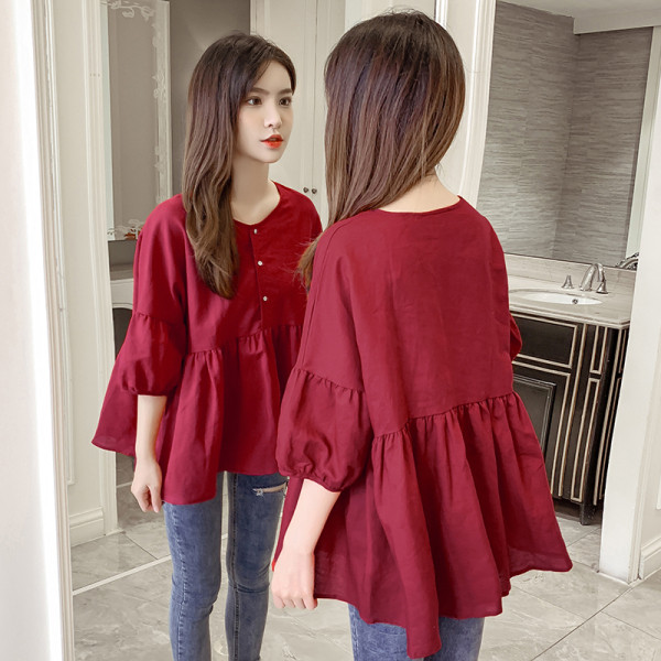 Cămașă de damă elegantă cu mâneci 3/4 - model larg