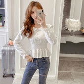 Cămașă casual de damă cu decolteu oval și talie elastică