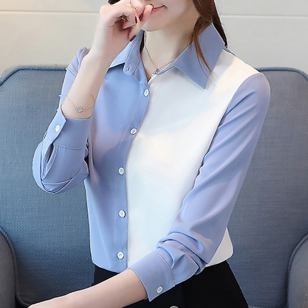 Cămașă casual de damă cu guler clasic și mâneci lungi