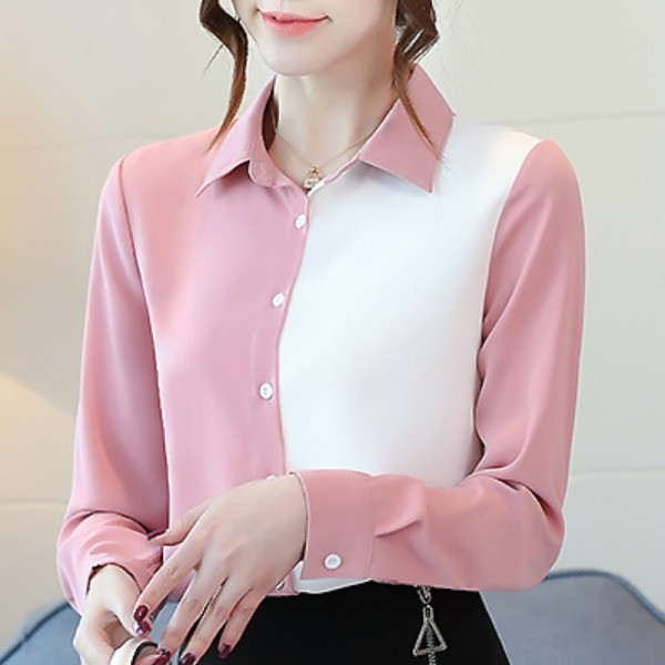 Cămașă casual de damă cu guler clasic și mâneci lungi