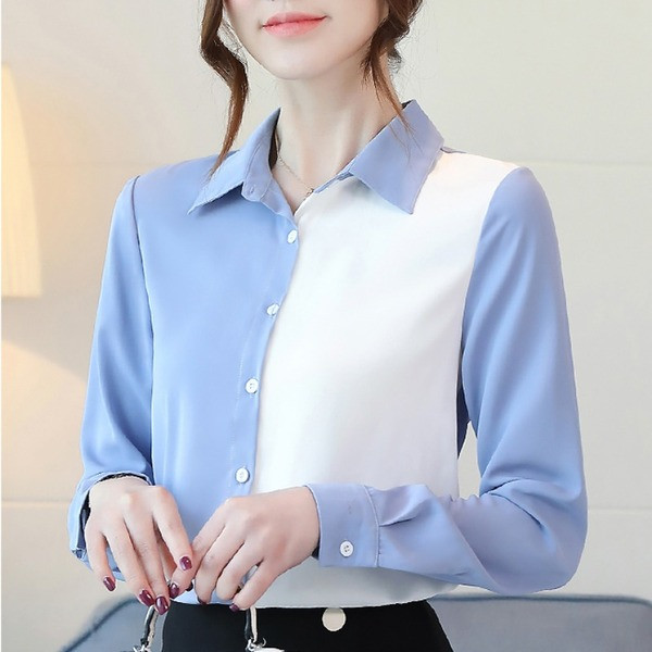 Cămașă casual de damă cu guler clasic și mâneci lungi