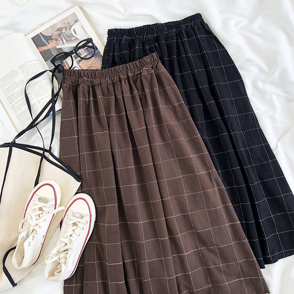 Retro női hosszú szoknya, magas derékkal