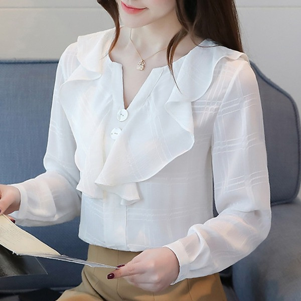 Camasa de dama model nou cu decolteu in V si maneci lungi