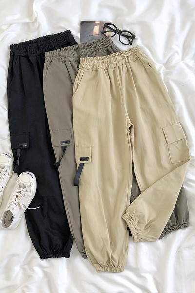 Alkalmi női nadrág magas derékkal és zsebbel