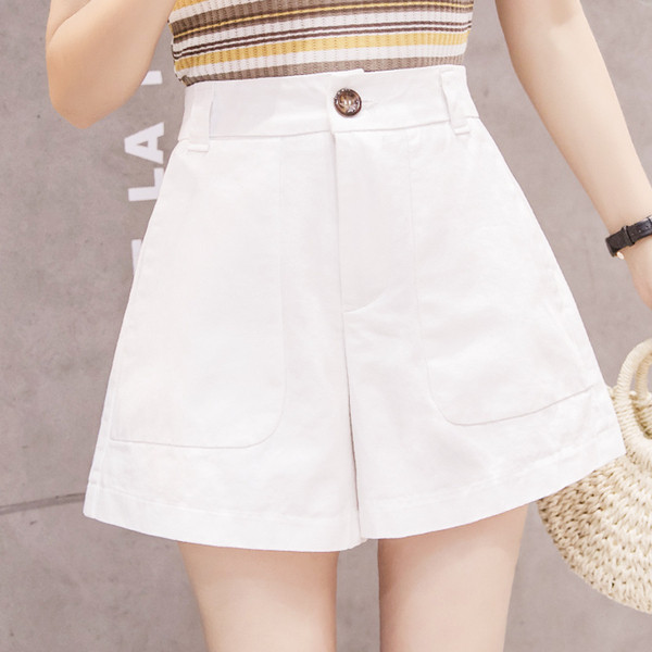 Pantaloni scurti de dama cu buzunare - talie inalta