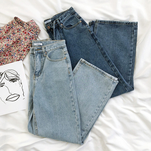 Retro női farmer magas derékkal - egyenes modell