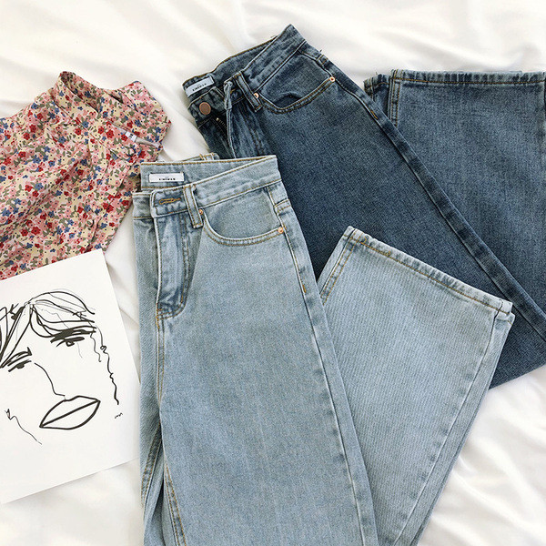 Retro női farmer magas derékkal - egyenes modell