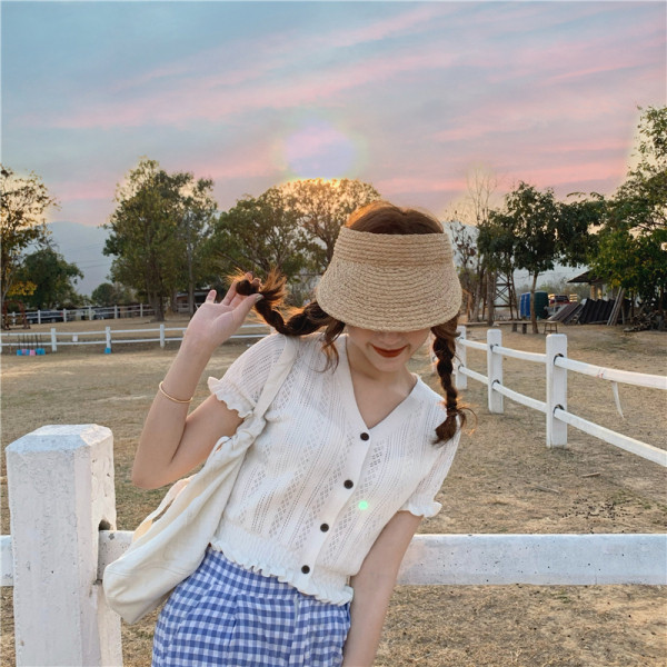 Bluză scurtă casual cu bucle de tricotat subțire