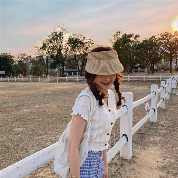 Bluză scurtă casual cu bucle de tricotat subțire