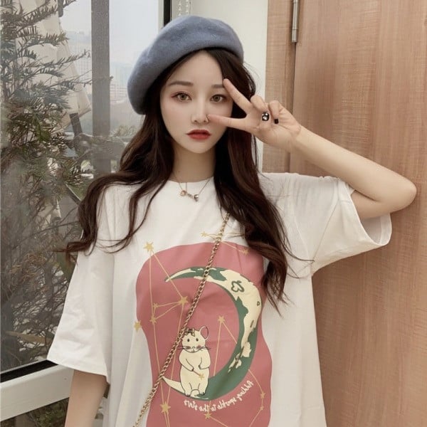 Mintás széles női póló