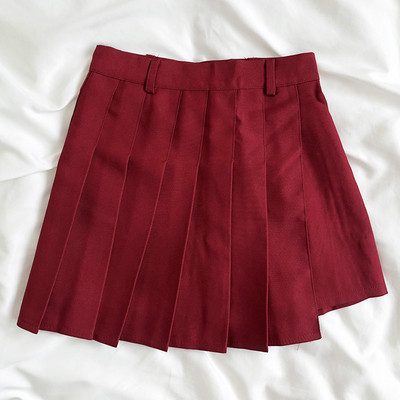 Плисирана дамска къса пола с висока талия 