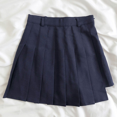 Плисирана дамска къса пола с висока талия 