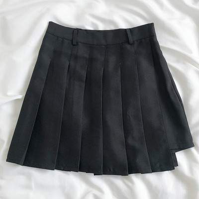 Плисирана дамска къса пола с висока талия 