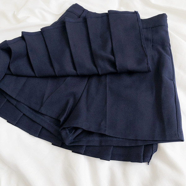 Плисирана дамска къса пола с висока талия 