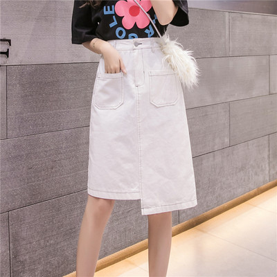 Дамска ежедневна асиметрична пола с висока талия и джобове