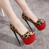 Pantofi eleganti de dama cu toc inalt de 16 cm si model animal