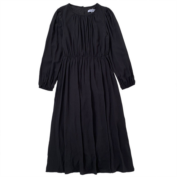 Hosszú női retro ruha ovális nyakkivágással