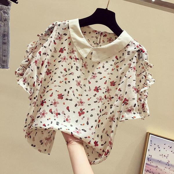 Cămașă modernă de damă cu guler și mâneci scurte