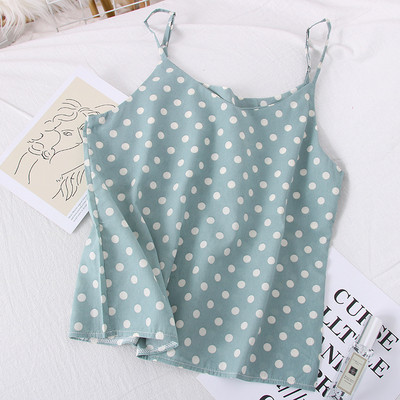 Ежедневен дамски потник с тънки презрамки на точки