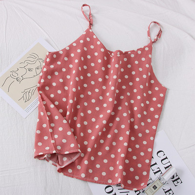 Ежедневен дамски потник с тънки презрамки на точки