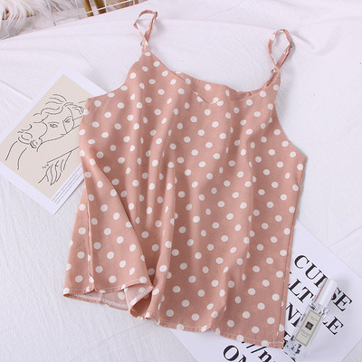 Ежедневен дамски потник с тънки презрамки на точки