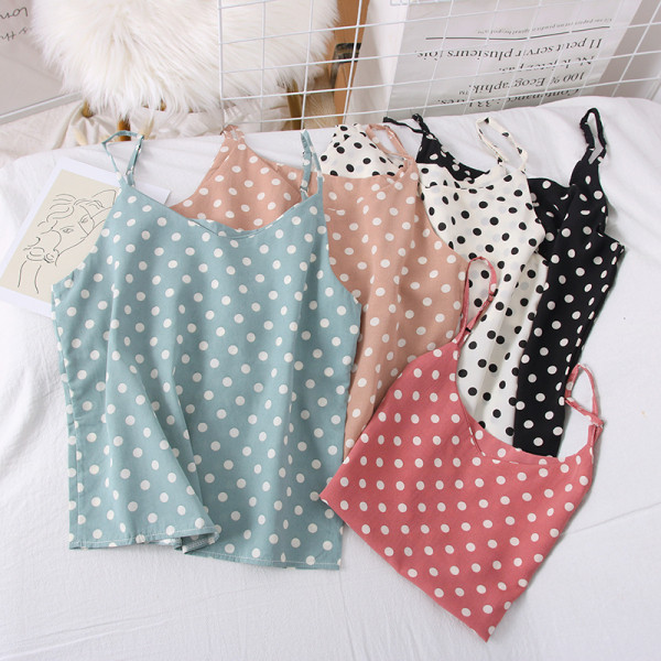 Ежедневен дамски потник с тънки презрамки на точки