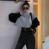 Bluză casual de damă cu mâneci lungi și fermoar