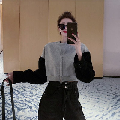 Bluză casual de damă cu mâneci lungi și fermoar