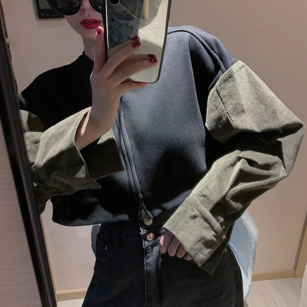 Bluză casual de damă cu mâneci lungi și fermoar