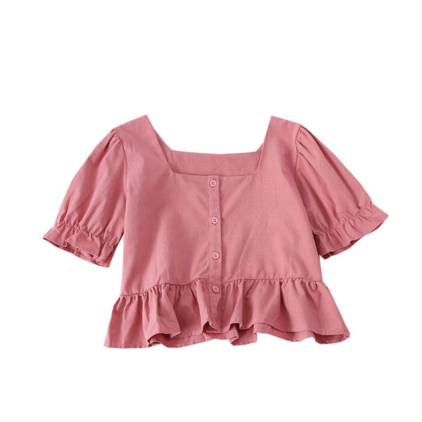 Új modell női rövid blúz négyzet alakú nyakkivágással és rövid ujjal