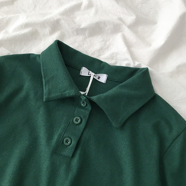 Tricou casual dama cu guler si nasturi clasici