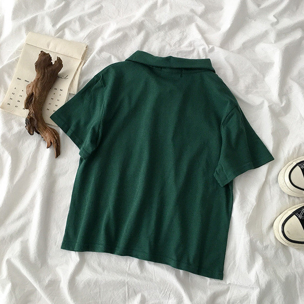 Tricou casual dama cu guler si nasturi clasici