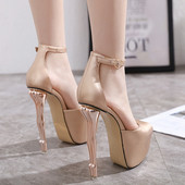 Model NOU de pantofi de dama cu toc inalt cu platforma si catarama